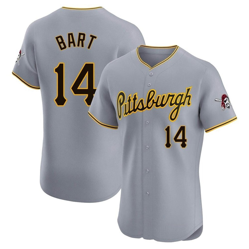 Elroe P.Pirates #14 Joey Bart Player Gray Road Home Limited Elite Stitched Jerseys