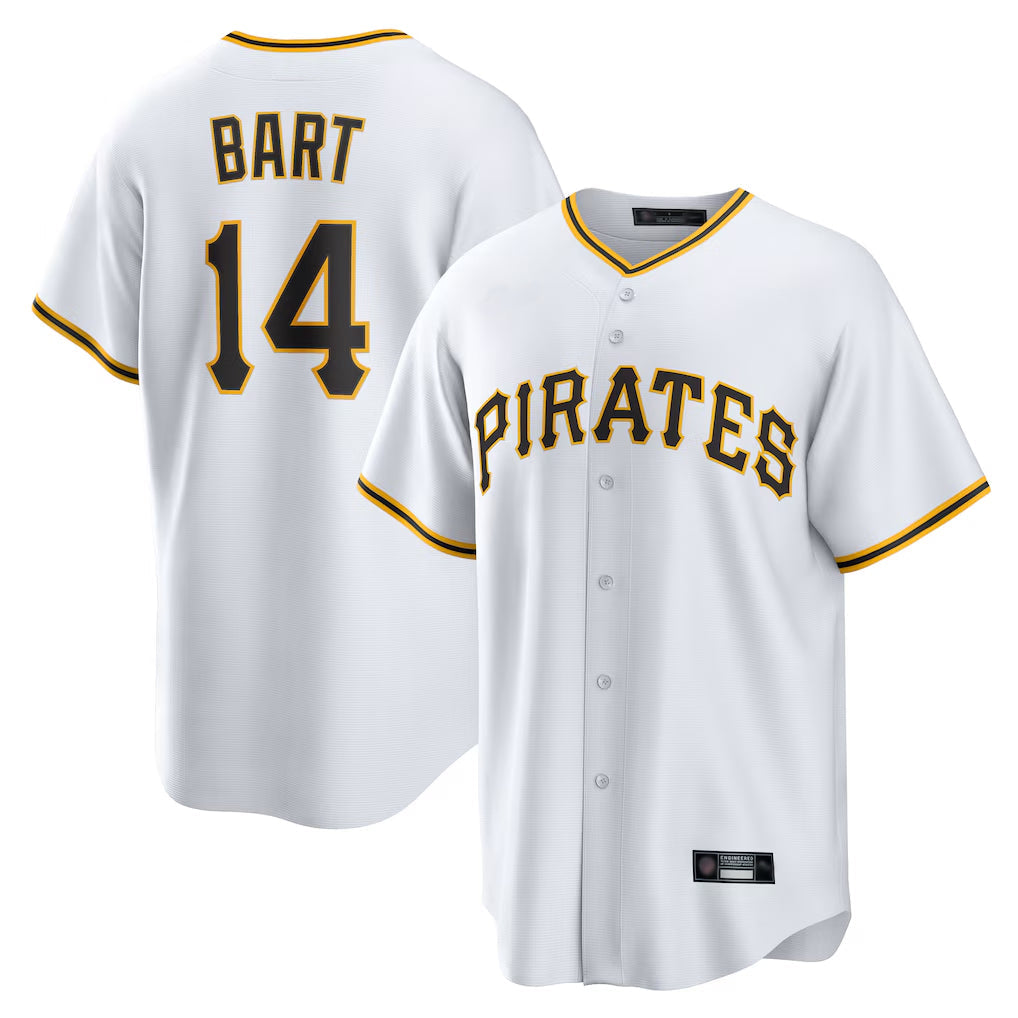 Elroe P.Pirates #14 Joey Bart Player White Home Game Stitched Jerseys
