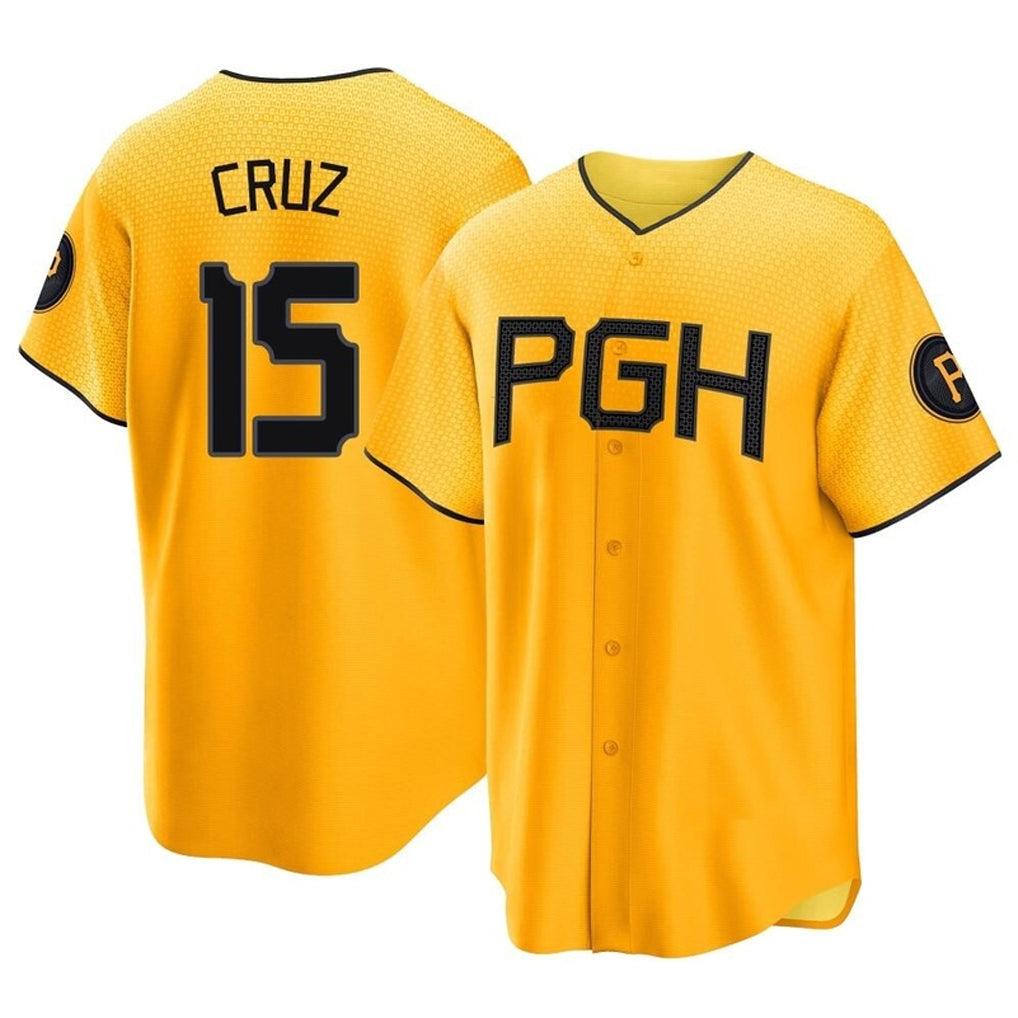 Elroe P.Pirates #15 Oneil Cruz Player Gold City Connect Home Game Stitched Jerseys