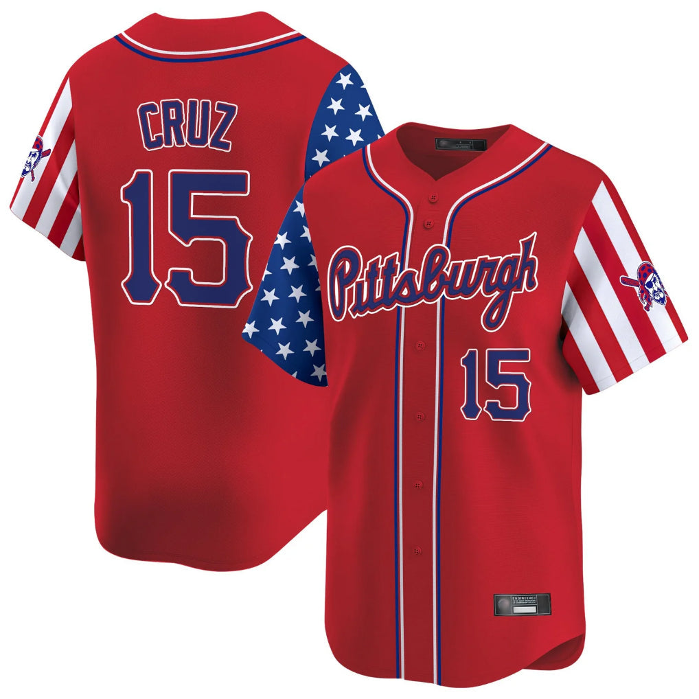 Elroe P.Pirates #15 Oneil Cruz Player Red 2025 Independence Day Vapor Premier Limited Stitched Jerseys