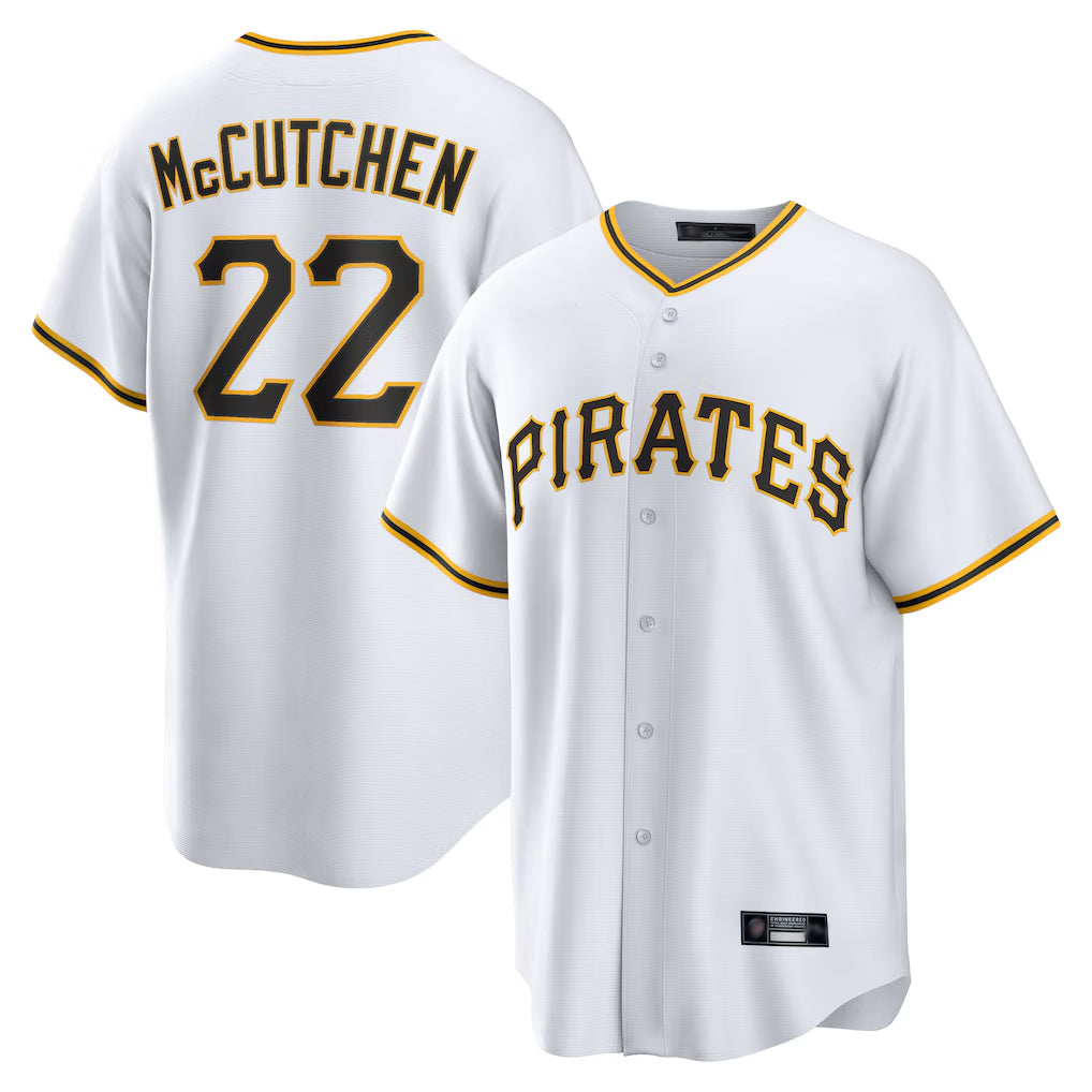 Elroe P.Pirates #22 Andrew McCutchen Player White Home Game Stitched Jerseys