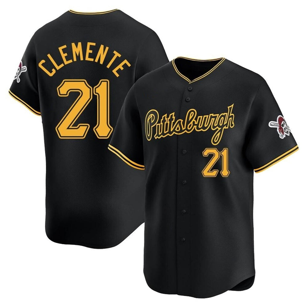 Elroe P.Pirates #21 Roberto Clemente Player Black Alt Home Limited Stitched Jerseys