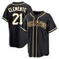 Elroe P.Pirates #21 Roberto Clemente Player Black Fashion Out Home Game Stitched Jerseys