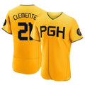 Elroe P.Pirates #21 Roberto Clemente Player Gold City Connect Home Limited Elite Stitched Jerseys