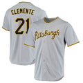 Elroe P.Pirates #21 Roberto Clemente Player Gray Road Home Game Stitched Jerseys