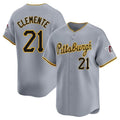 Elroe P.Pirates #21 Roberto Clemente Player Gray Road Home Limited Stitched Jerseys
