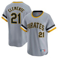 Elroe P.Pirates #21 Roberto Clemente Player Gray Throwback Cooperstown Collection Limited T-shirt Stitched Jerseys