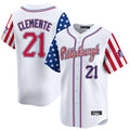 Elroe P.Pirates #21 Roberto Clemente Player White 2025 Independence Day Vapor Premier Limited Stitched Jerseys