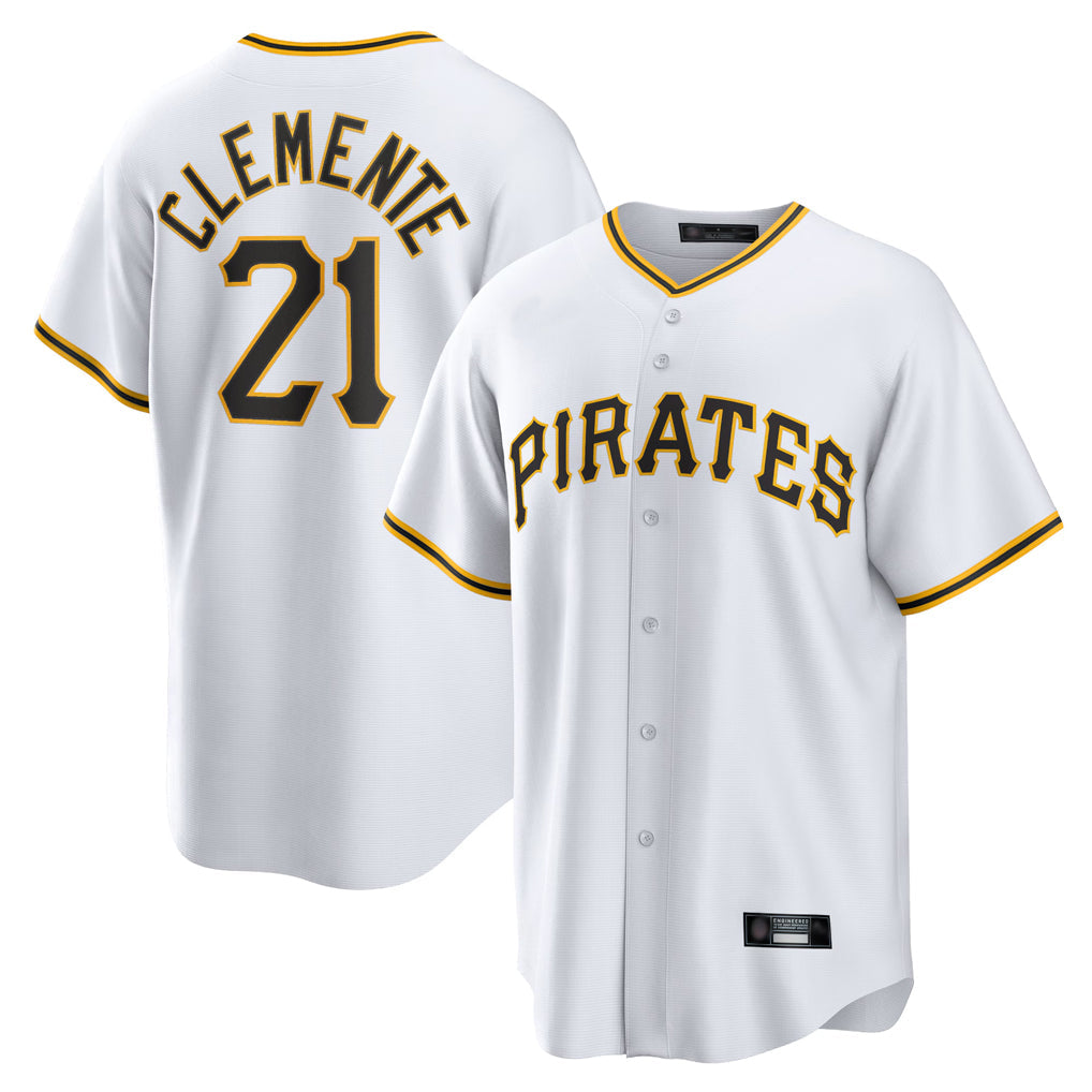 Elroe P.Pirates #21 Roberto Clemente Player White Home Game Stitched Jerseys
