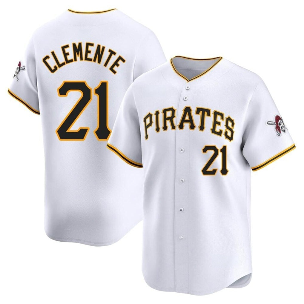 Elroe P.Pirates #21 Roberto Clemente Player White Home Limited Stitched Jerseys