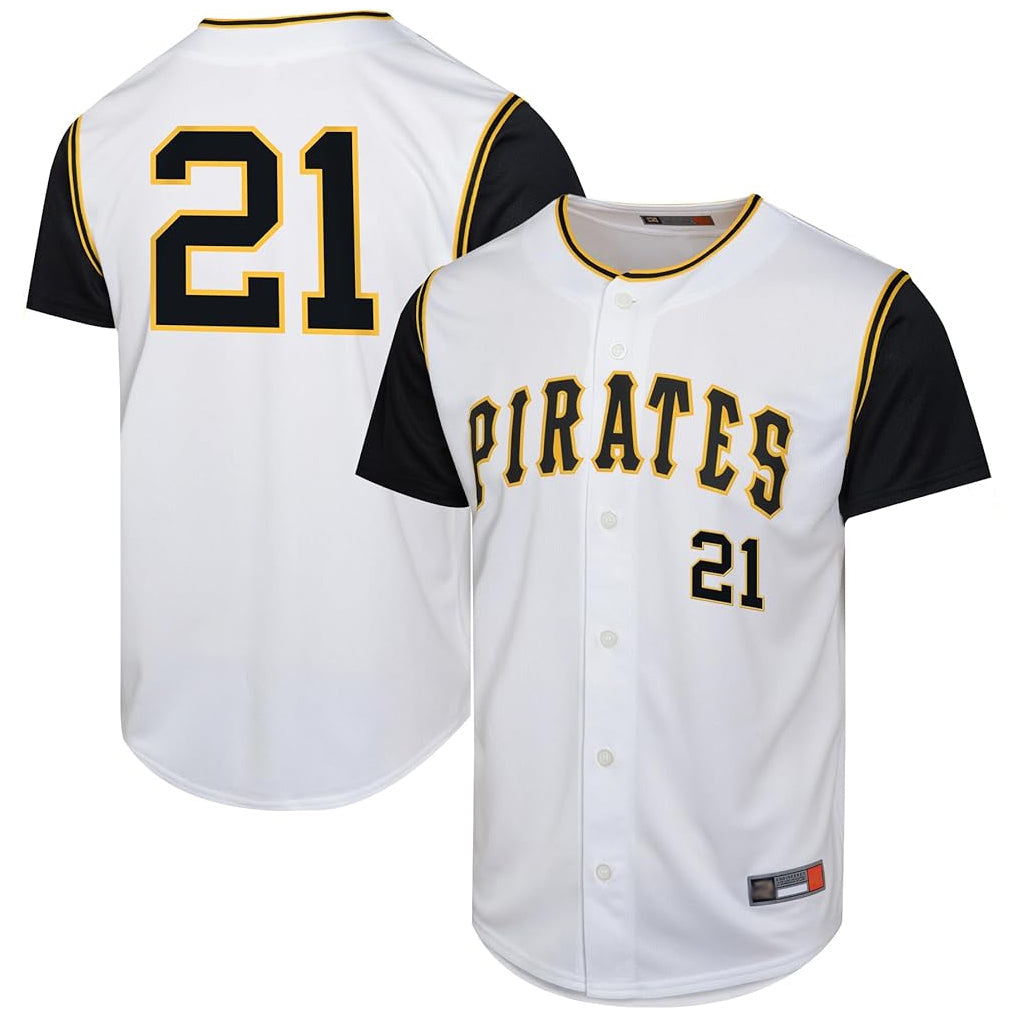 Elroe P.Pirates #21 Roberto Clemente Player White Throwback Cooperstown Collection Limited Stitched Jerseys