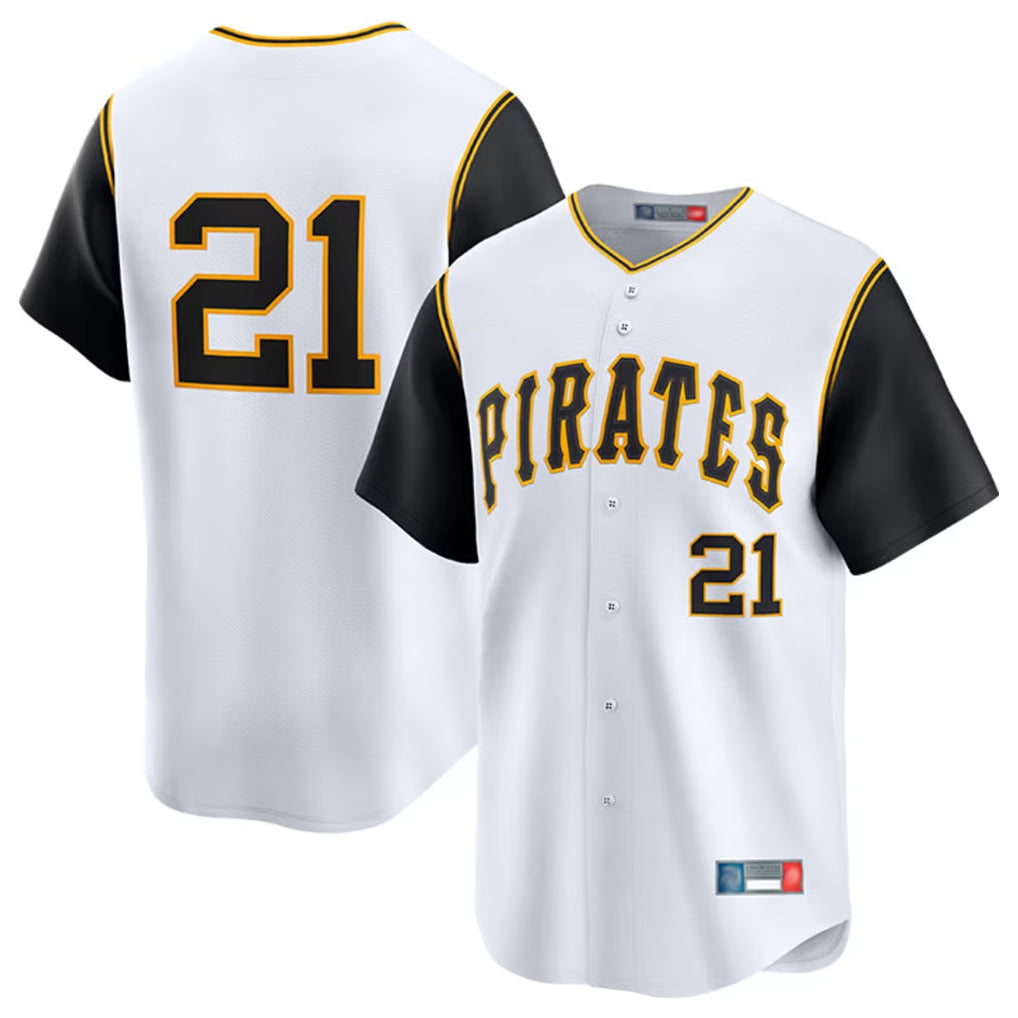 Elroe P.Pirates #21 Roberto Clemente Player White Throwback Cooperstown Limited Stitched Jerseys