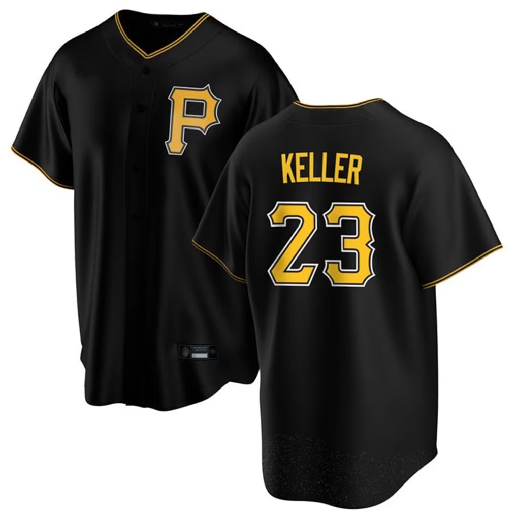 Elroe P.Pirates #23 Mitch Keller Player Black Home Game Stitched Jerseys