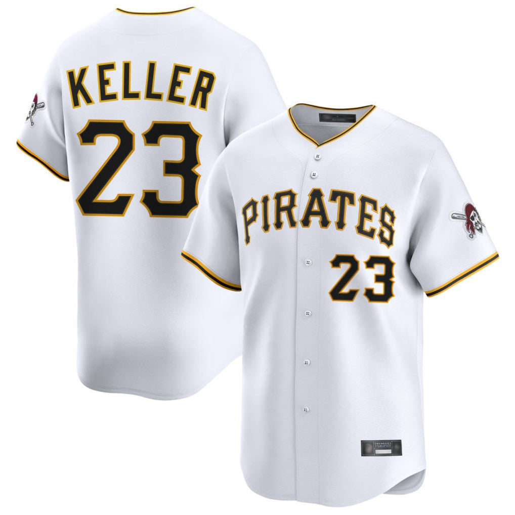 Elroe P.Pirates #23 Mitch Keller Player White Home Limited Stitched Jerseys