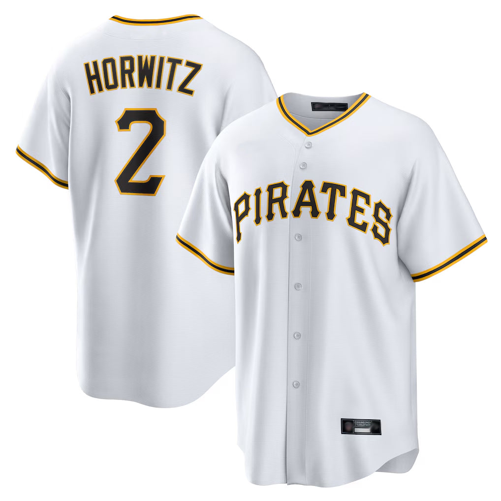 Elroe P.Pirates #2 Spencer Horwitz Player White Home Game Stitched Jerseys