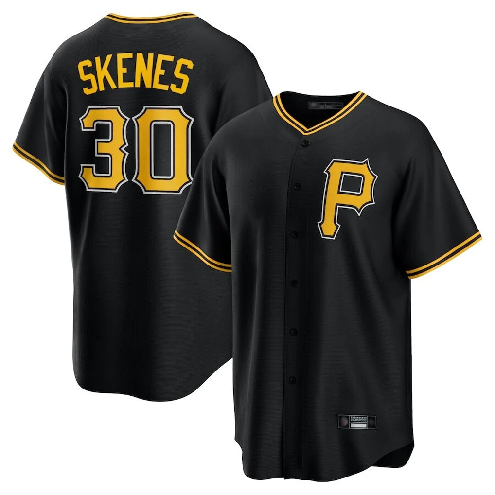 Elroe P.Pirates #30 Paul Skenes Player Black Alternate 2025 Home Game Stitched Jerseys