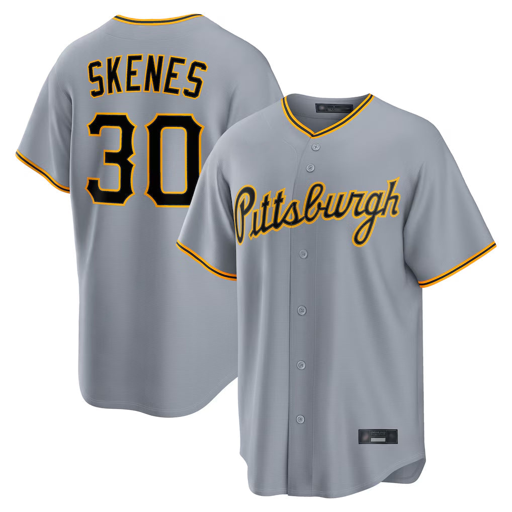 Elroe P.Pirates #30 Paul Skenes Player Gray Road Home Game Stitched Jerseys