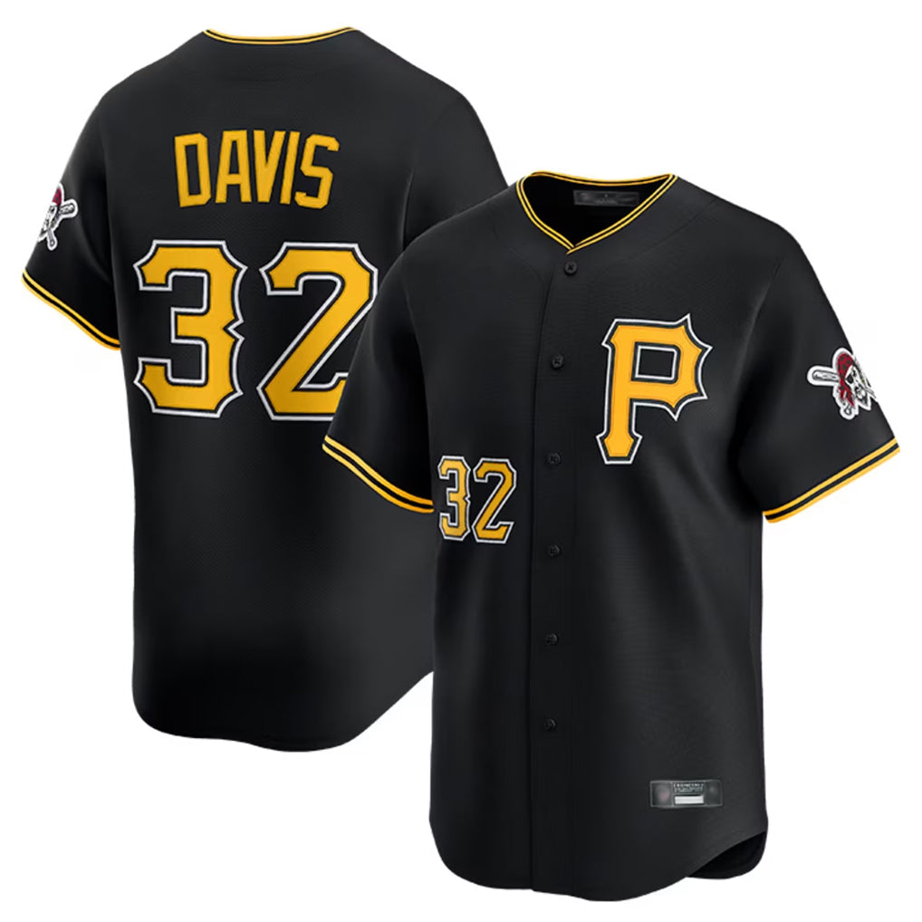 Elroe P.Pirates #32 Henry Davis Player Black Alternate Limited Game Stitched Jerseys