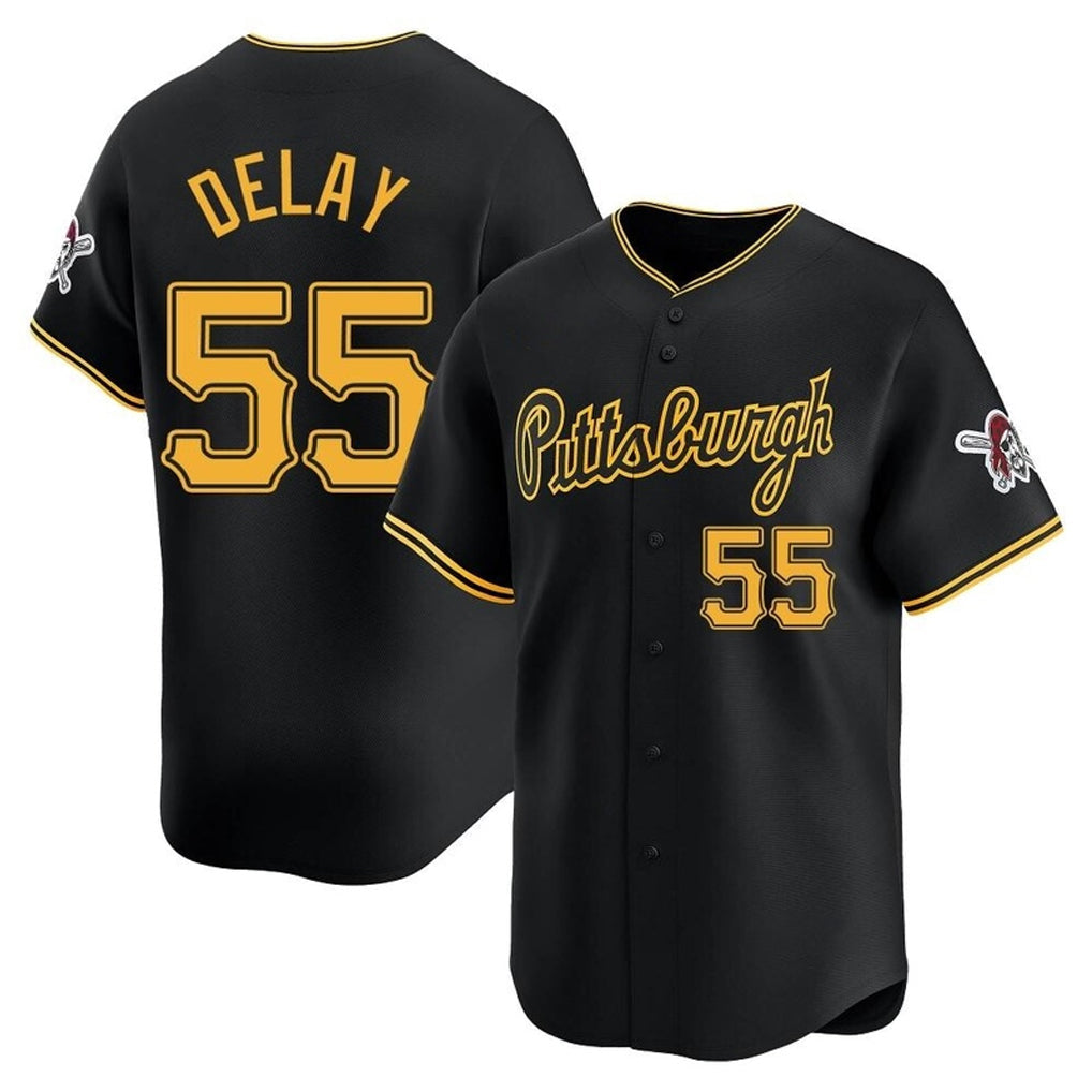 Elroe P.Pirates #55 Jason Delay Player Black Alt Home Limited Stitched Jerseys