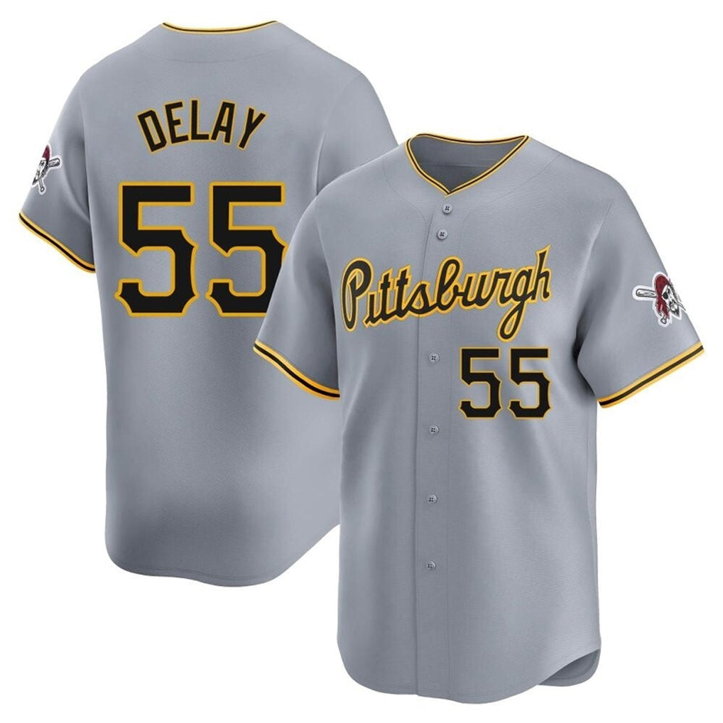 Elroe P.Pirates #55 Jason Delay Player Gray Road Home Limited Stitched Jerseys