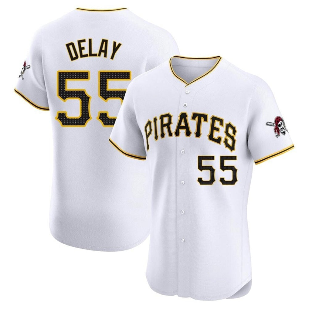Elroe P.Pirates #55 Jason Delay Player White Home Limited Elite Stitched Jerseys