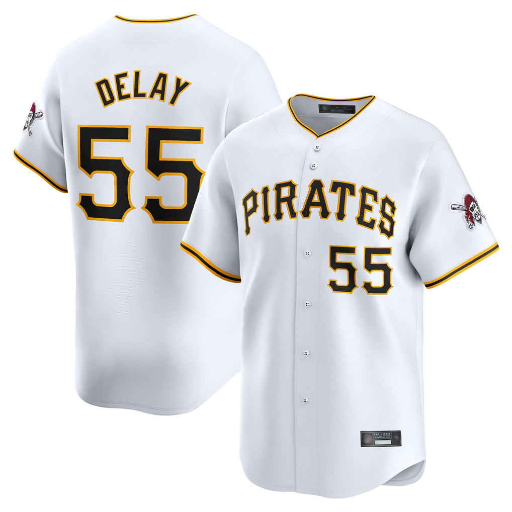 Elroe P.Pirates #55 Jason Delay Player White Home Limited Stitched Jerseys