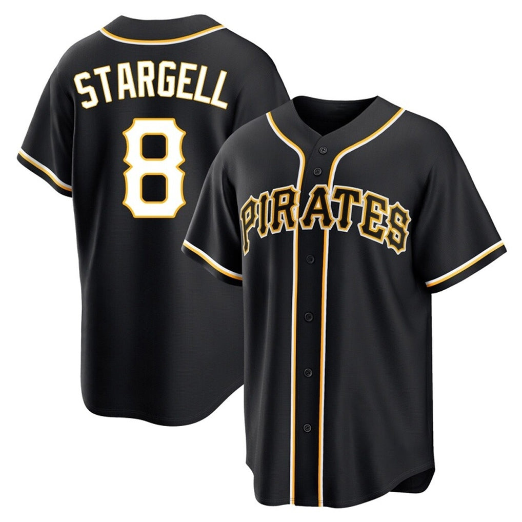 Elroe P.Pirates #8 Willie Stargell Player Black Fashion Out Home Game Stitched Jerseys