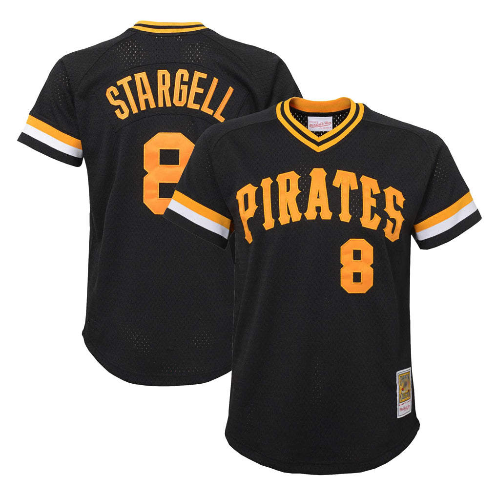 Elroe P.Pirates #8 Willie Stargell Player Black Mitchell & Ness Black Cooperstown Collection Mesh Batting Limited Stitched Jerseys