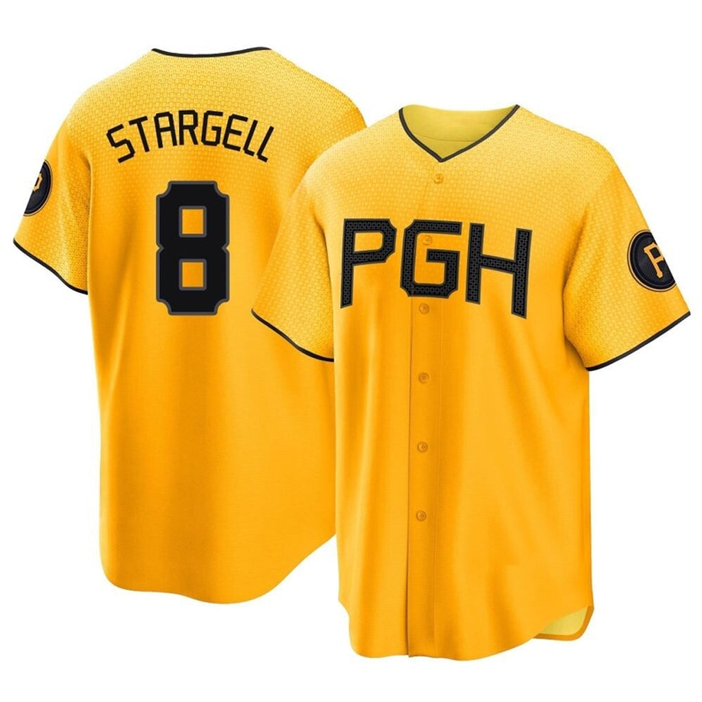 Elroe P.Pirates #8 Willie Stargell Player Gold City Connect Home Game Stitched Jerseys