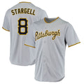 Elroe P.Pirates #8 Willie Stargell Player Gray Road Home Game Stitched Jerseys