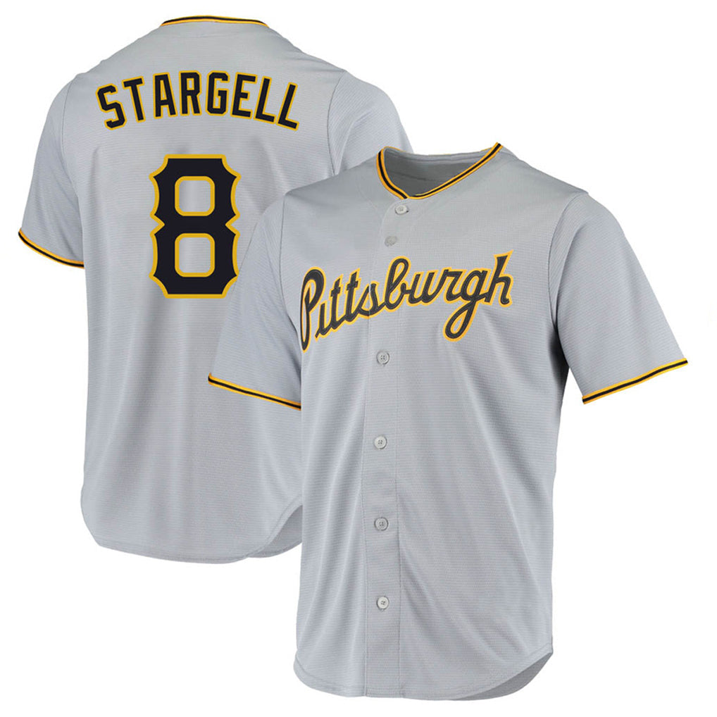 Elroe P.Pirates #8 Willie Stargell Player Gray Road Home Game Stitched Jerseys