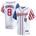 Elroe P.Pirates #8 Willie Stargell Player White 2025 Independence Day Vapor Premier Limited Stitched Jerseys