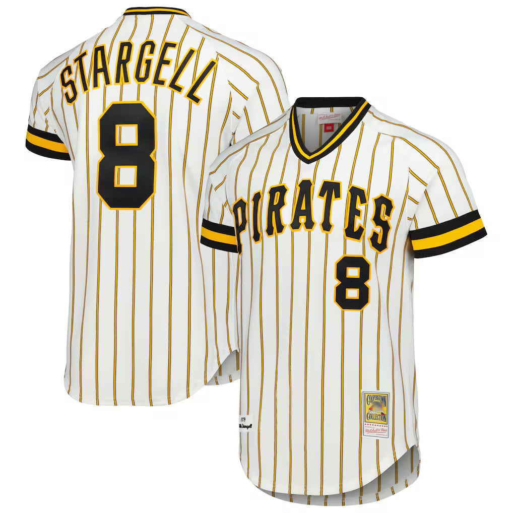 Elroe P.Pirates #8 Willie Stargell Player White Mitchell & Ness Cooperstown Collection 1979 Limited Stitched Jerseys