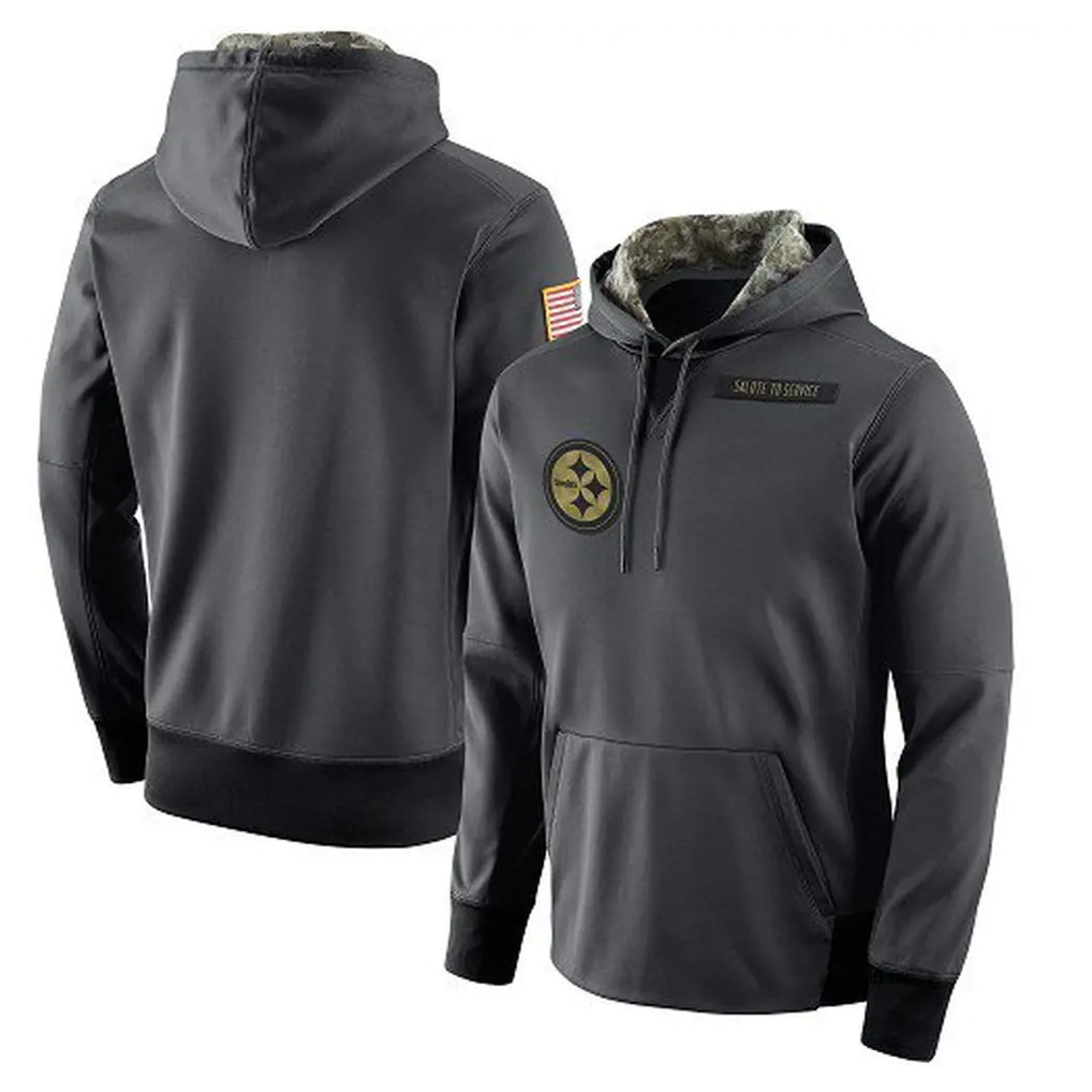Elroe P.Steelers Gray Pullover Hoodies Limited Blank Player Stitched Jerseys