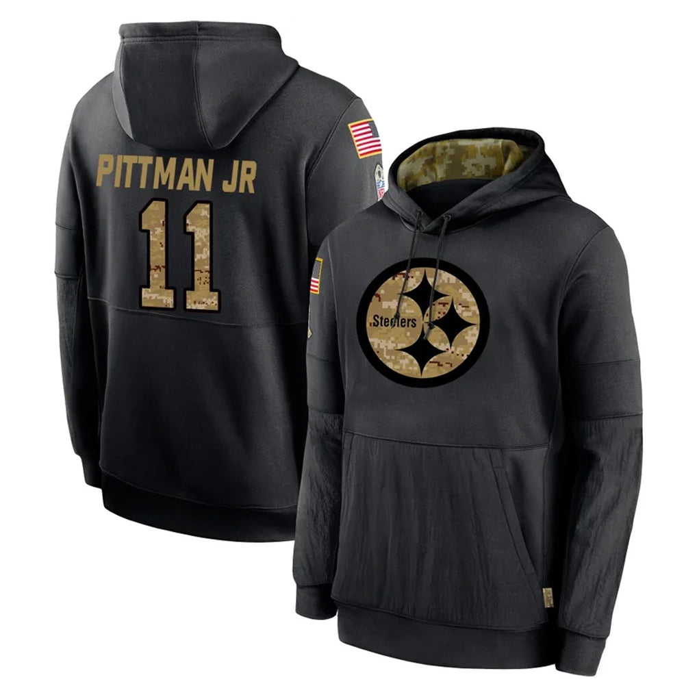 Elroe P.Steelers #11 Michael Pittman Jr. Player Black Salute to Service Hoodies Limited Game Stitched Jerseys
