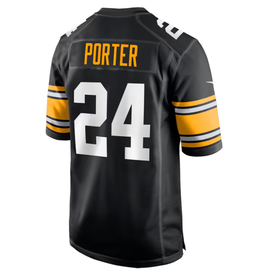 Elroe P.Steelers #24 Joey Porter Jr. Black Alternate Game American Stitched Jersey