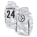 Elroe P.Steelers #24 Joey Porter Jr. Player Arctic Camo Limited Salute to Service Pullover Hoodies Game Stitched Jerseys