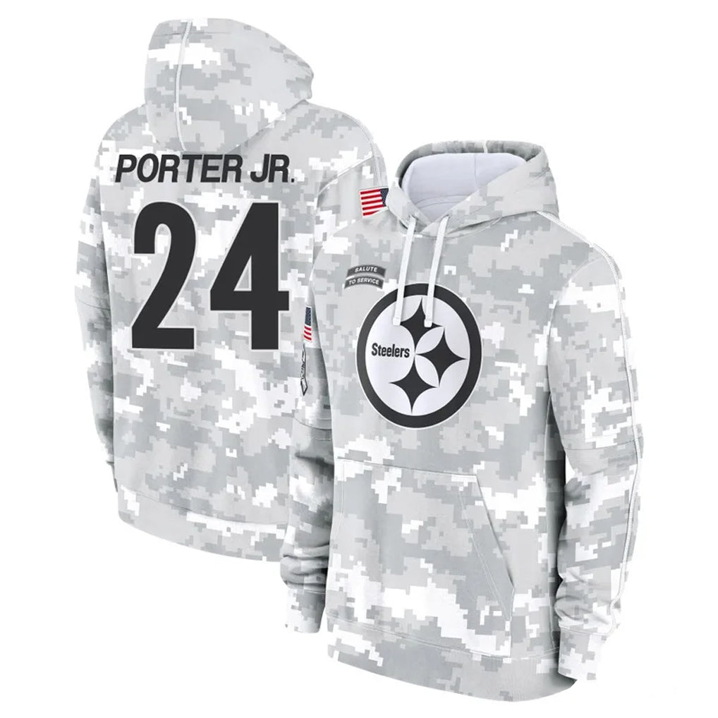 Elroe P.Steelers #24 Joey Porter Jr. Player Arctic Camo Limited Salute to Service Pullover Hoodies Game Stitched Jerseys