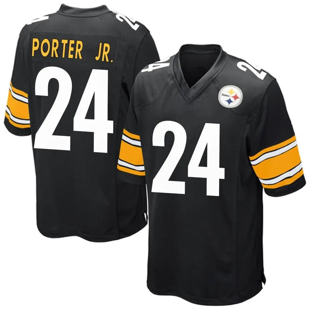 Elroe P.Steelers #24 Joey Porter Jr. Player Black Game Home Stitched Jerseys