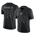 Elroe P.Steelers #24 Joey Porter Jr. Player Black Reflective Limited Home Game Stitched Jerseys