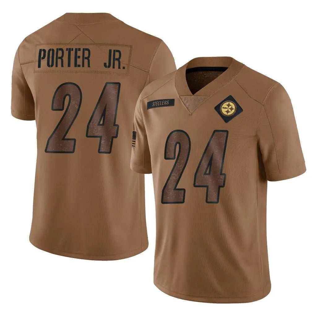 Elroe P.Steelers #24 Joey Porter Jr. Player Brown Limited Salute To Service Home Game Stitched Jerseys