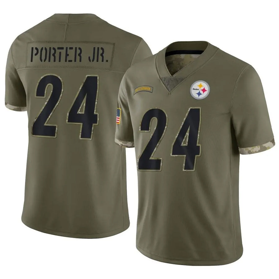 Elroe P.Steelers #24 Joey Porter Jr. Player Salute To Service Limited Olive Stitched Jerseys