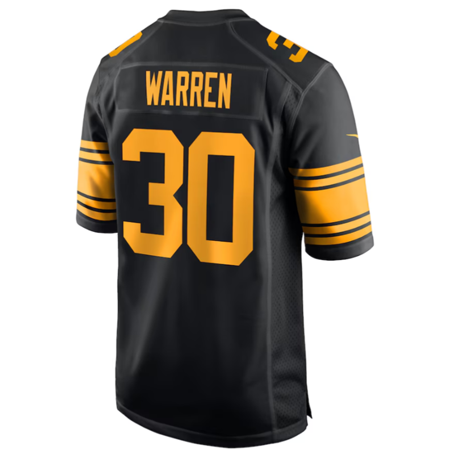 Elroe P.Steelers #30 Jaylen Warren Black Alternate Game American Stitched Jerseys