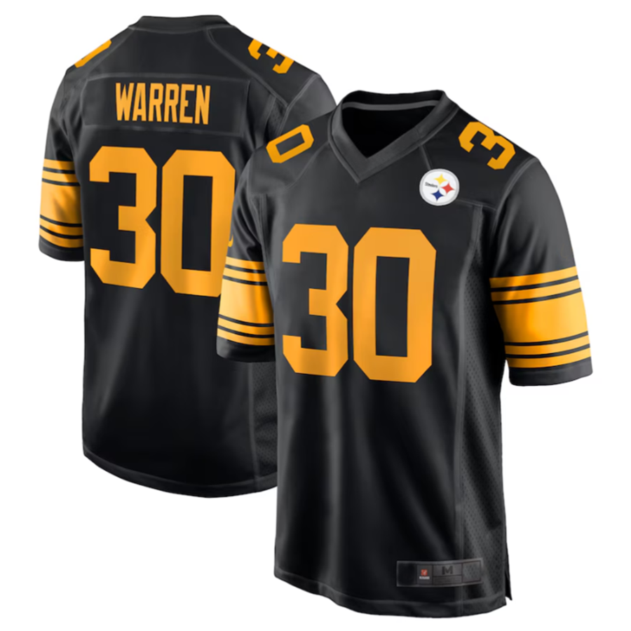 Elroe P.Steelers #30 Jaylen Warren Black Alternate Game American Stitched Jersey