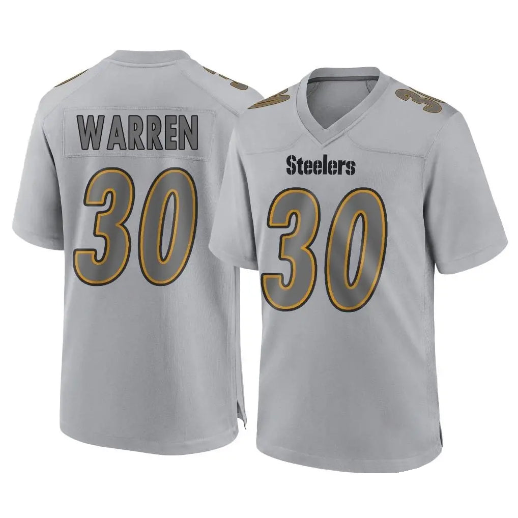 Elroe P.Steelers #30 Jaylen Warren Player Gray Atmosphere Fashion Home Game Stitched Jerseys