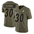 Elroe P.Steelers #30 Jaylen Warren Player Olive 2025 Salute To Service Limited Home Game Stitched Jerseys