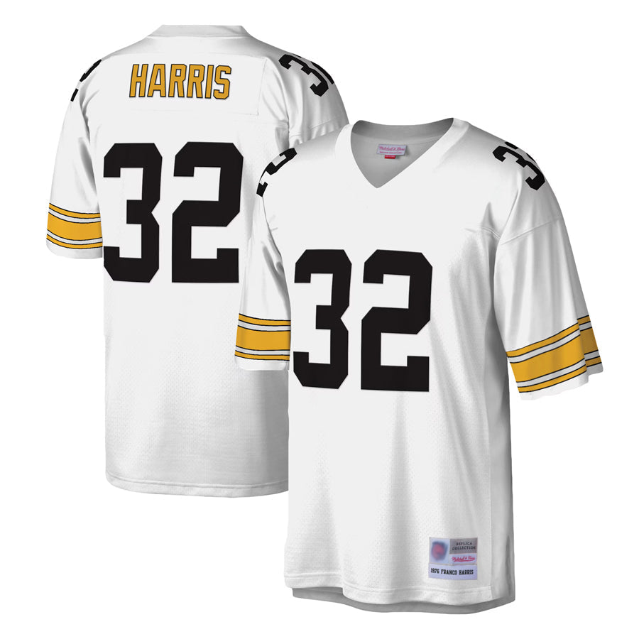 Elroe P.Steelers #32 Franco Harris Player Mitchell & Ness White Legacy Replica Stitched Jerseys