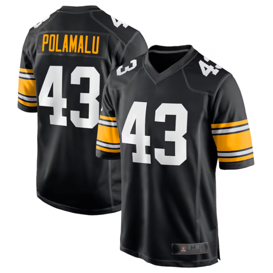 Elroe P.Steelers #43 Troy Polamalu Black Retired Player Jersey American Stitched Jersey