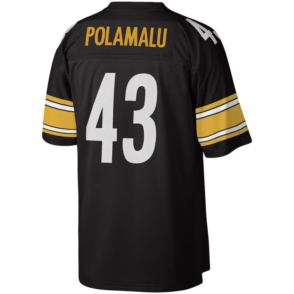 Elroe P.Steelers #43 Troy Polamalu Mitchell & Ness Black Legacy Replica Stitched Jerseys