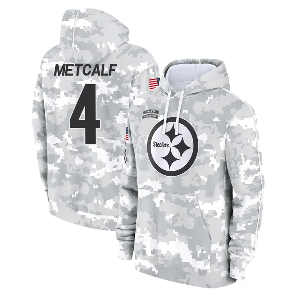 Elroe P.Steelers #4 DK Metcalf Player Arctic Camo Limited Salute to Service Pullover Hoodies Game Stitched Jerseys